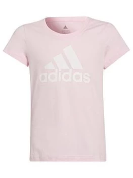 Image of adidas Girls Big Logo T-Shirt - Pink/White, Size 11-12 Years, Women