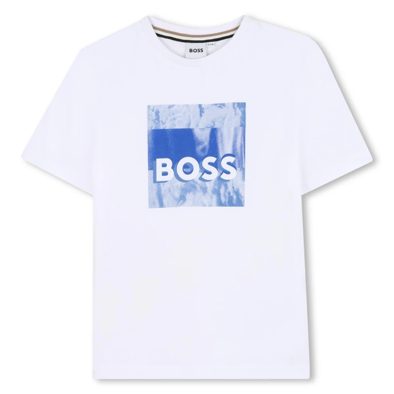 Image of Boss Kids Woven Cloud Logo T-Shirt White male 12Y