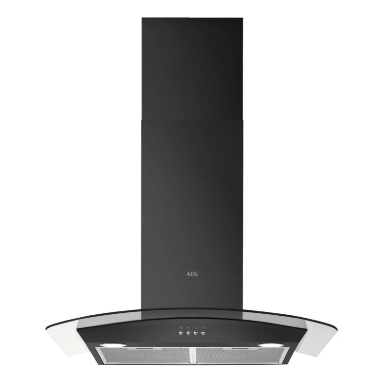 Image of AEG DTX3840B 3000 80cm Curved Glass Chimney Cooker Hood - Black DTX3840B Black