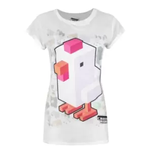 Image of Crossy Road Womens/Ladies Chicken Character Sublimation T-Shirt (M) (White)