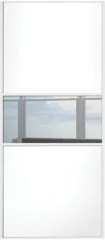 Image of Wickes Sliding Wardrobe Door Fineline White Panel and Mirror - 2220 x 914mm