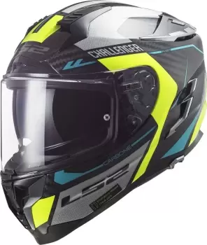 Image of LS2 FF327 Challenger Thorn Carbon Helmet, black-yellow, Size S, black-yellow, Size S