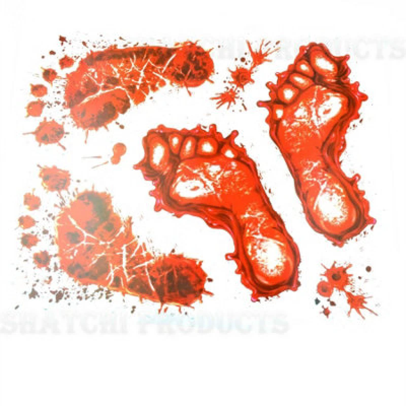 Image of Shatchi 4Pcs Bloody Footprint Halloween Stickers - Scary House Wall Window Decor Orange unisex