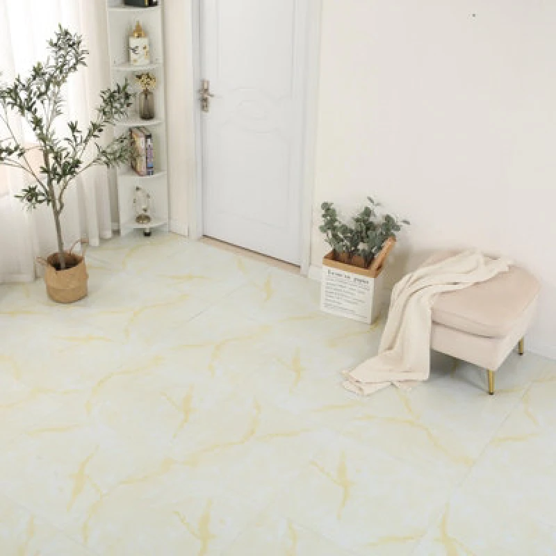 Image of Gr8 Home Gloss White Gold 3.34M² Floor Tiles Self Adhesive Marble Effect Pvc Flooring