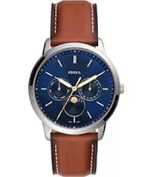 Image of Fossil Men Neutra Moonphase Multifunction Brown Eco Leather Watch