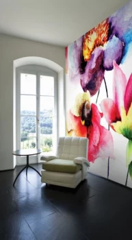 Image of Graham Brown Summer Watercolour Flora Wall Mural Brown