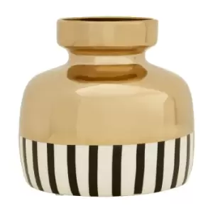 Image of Premier Housewares Cassia Ceramic Vase in Black/White/Gold Stripe - Small