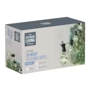 Image of The Outdoor Living Company 20 Clear Bulb Festoon Party Lights - 5 Warm White LED per Bulb