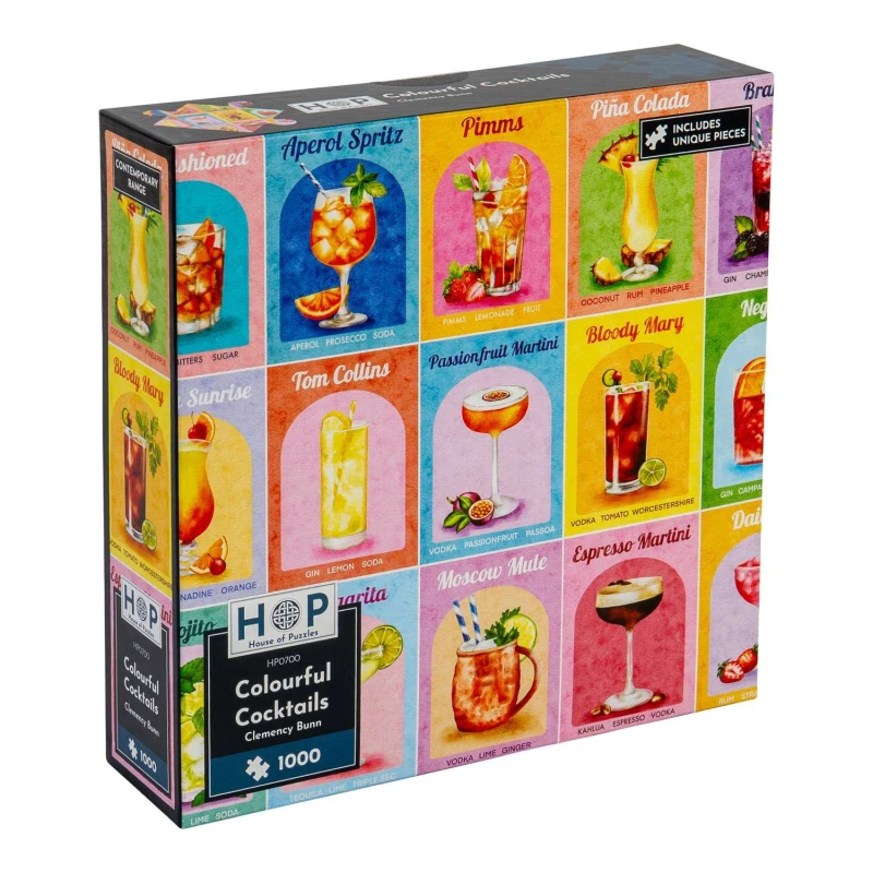 Image of The House Of Puzzles Colourful Cocktails 1000 Piece Jigsaw Puzzle Size: 1000 Pieces Multicolor Unisex 1000 Pieces