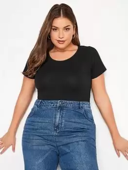 Image of Yours Short Sleeve Bodysuit. Black, Size 20, Women