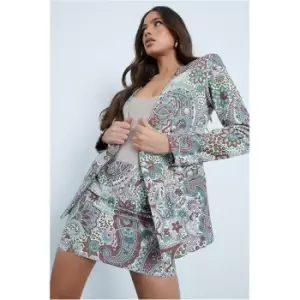 Image of I Saw It First Multi Premium Printed Blazer With Military Buttons - Multi