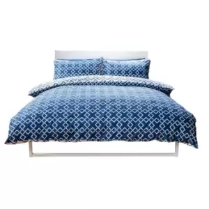 Image of Belledorm Atlanta Duvet Cover Set (Superking) (Navy/Ivory)