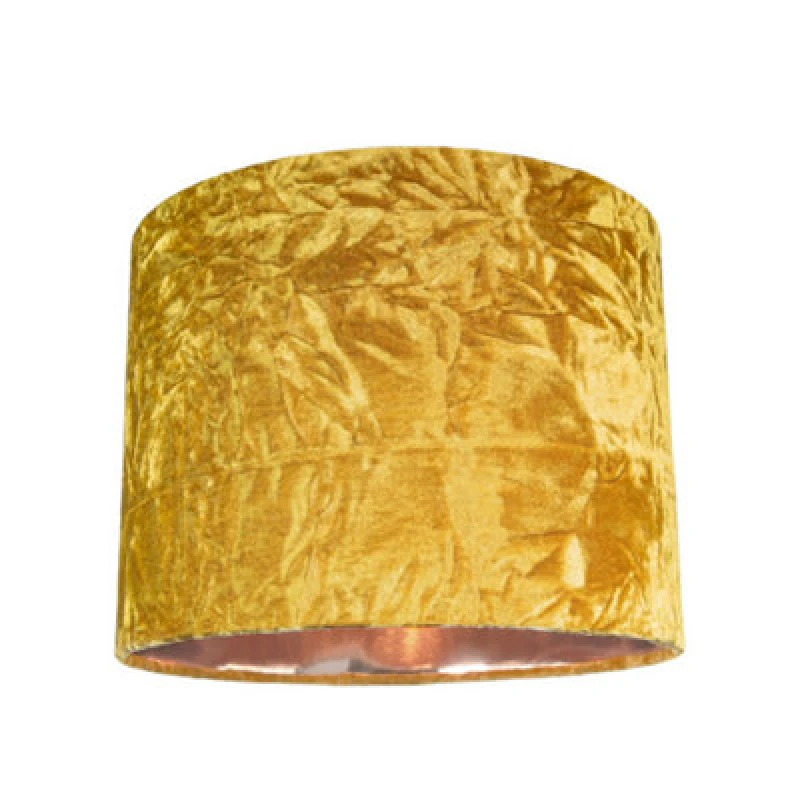 Image of Happy Homewares Modern Ochre Crushed Velvet 8 Table/pendant Lampshade With Shiny Copper Inner