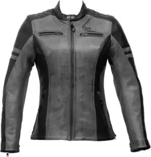 Image of Rusty Stitches Joyce Ladies Motorcycle Leather Jacket, black-grey, Size 44 for Women, black-grey, Size 44 for Women
