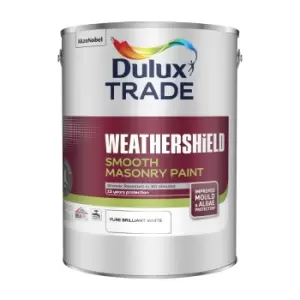 Image of Dulux Trade Weathershield Pure Brilliant White Smooth Masonry Paint, 5L Tin