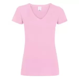 Image of Womens/Ladies Value Fitted V-Neck Short Sleeve Casual T-Shirt (X Small) (Baby Pink)
