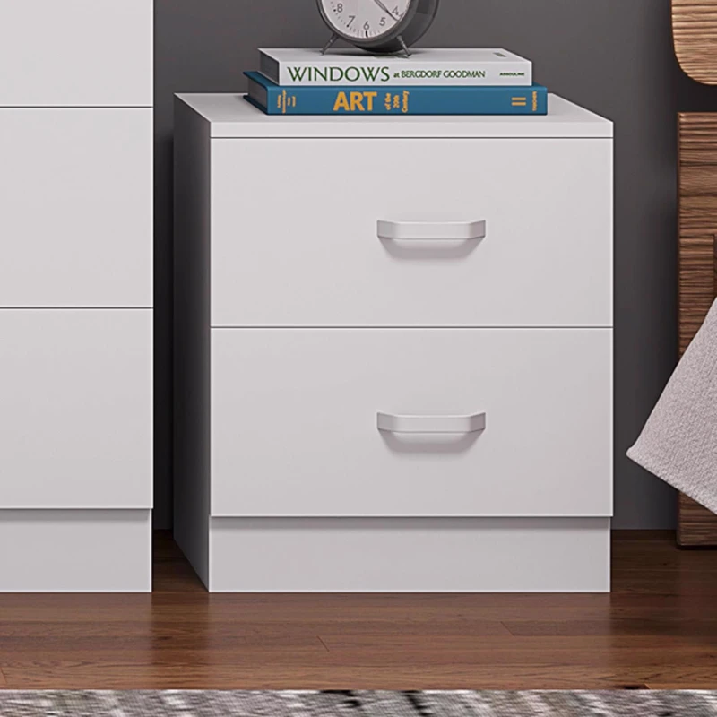 Image of FWStyle FWStyle White 2 Drawer Bedside Table Chest Scratch Resistant White One Size Unisex 5056413127716