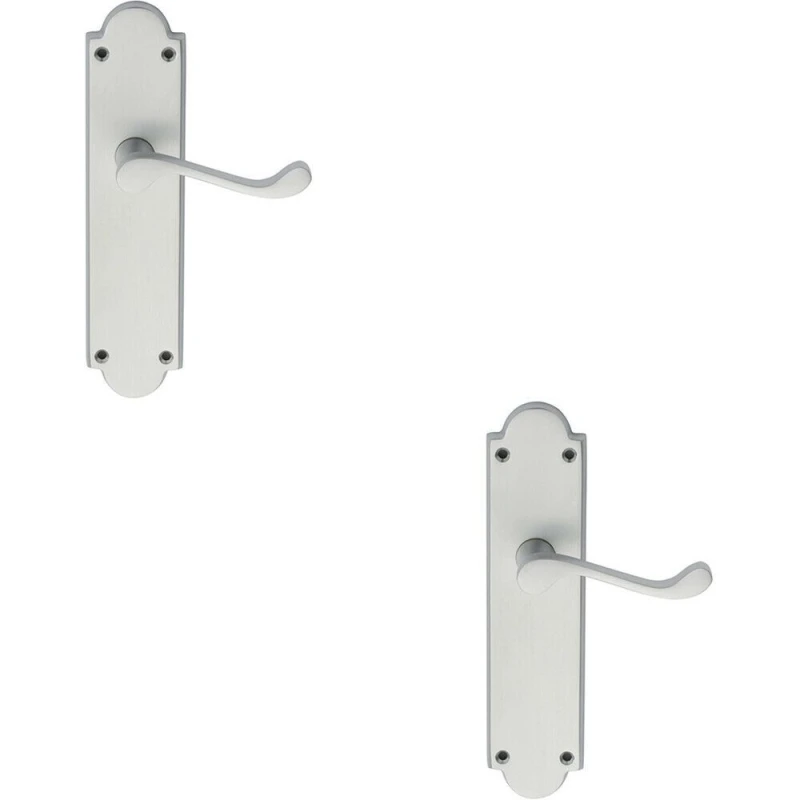 Image of Loops 2x PAIR Victorian Scroll Handle on Latch Backplate 205 x 49mm Satin Chrome Multi