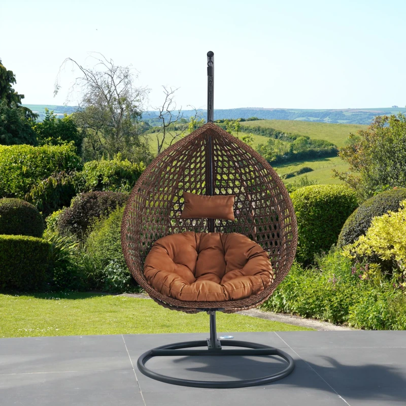 Image of Artemis Home Sunbury Hanging Swing Single Egg Pod Chair in Brown Brown Unisex