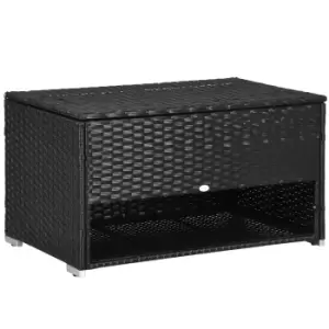 Image of Outsunny Rattan Garden Storage Box, Outdoor PE Wicker Deck Doxes w/ Shoe Layer for Indoor, Outdoor, Spa, Black