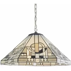 Image of Tiffany Glass Hanging Ceiling Pendant Light Chrome Chain 3 Lamp Shade i00138