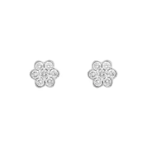 Image of 18ct White Gold 0.47ct Diamond Flower Cluster Stud Earrings