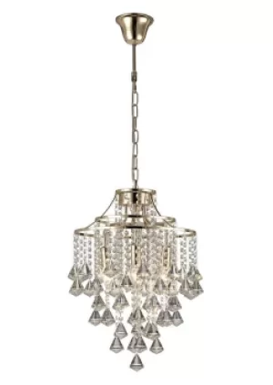 Image of Inina Ceiling Pendant 4 Light E14 French Gold, Crystal