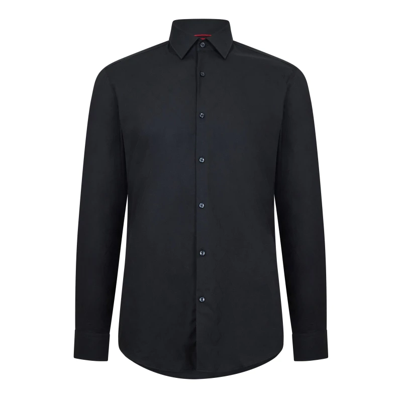 Image of Boss Mens Kenno Long Sleeve Oxford Shirt Black male 15.7 inch