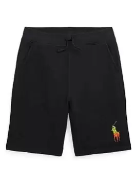 Image of Boys, Ralph Lauren Ombre Big Pony Fleece Shorts - Black, Size 8-10 Years=M