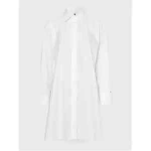 Image of TOMMY HILFIGER Org Co Solid Knee Shirt Dress - White