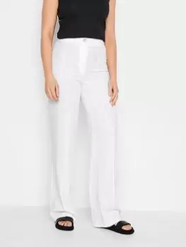 Image of Long Tall Sally White Pinstitch Linen Trouser 36", White, Size 16, Women