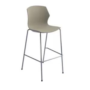 Image of Roscoe high stool with chrome legs and plastic shell - sandy beech