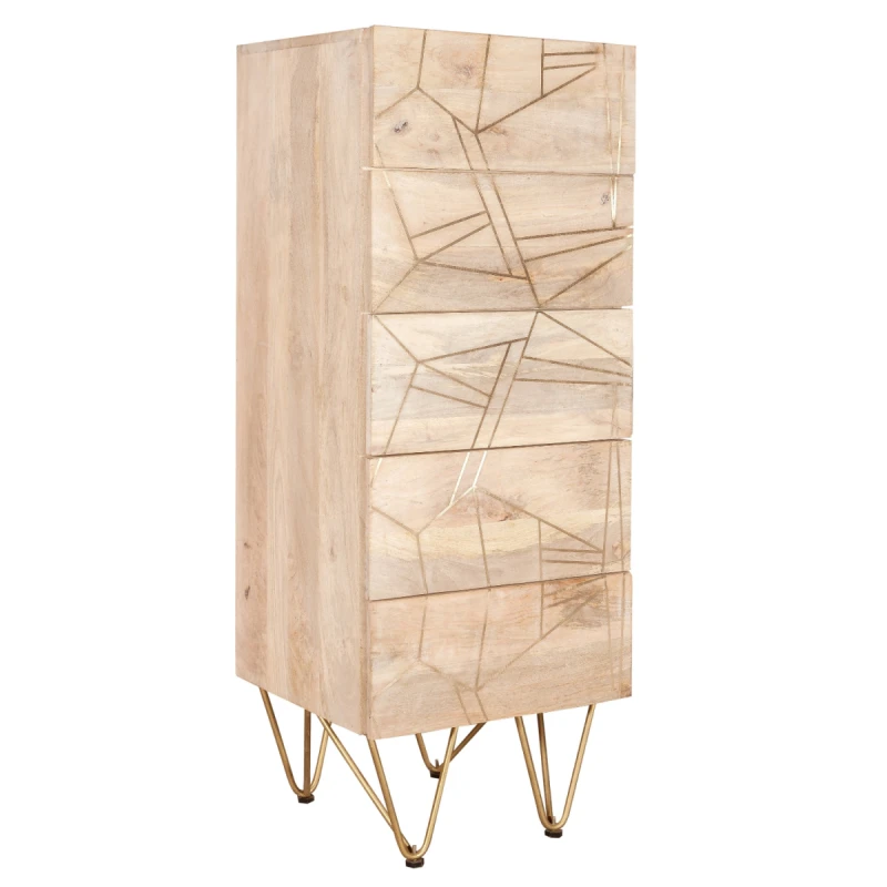 Image of Indian Hub Light Gold Tall Chest Of Drawers