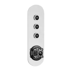 Image of Hudson Reed Traditional Push Button Shower Valve (triple Outlet) - Black/Chrome