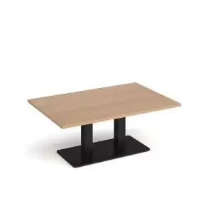Image of Eros rectangular coffee table with flat Black rectangular base and