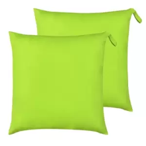 Image of Furn. Plain Outdoor Polyester Filled Floor Cushions Twin Pack Lime