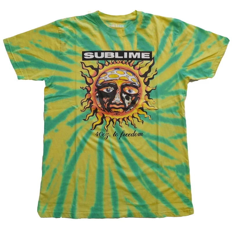 Image of Sublime Sublime Men 40Oz To Freedom Tie Dye T-Shirt in Green Size: Small Green S Male 5063300218419