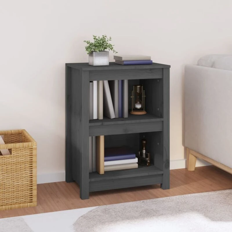 Image of Vidaxl Book Cabinet Grey 50X35X68cm Solid Wood Pine, Grey 821701