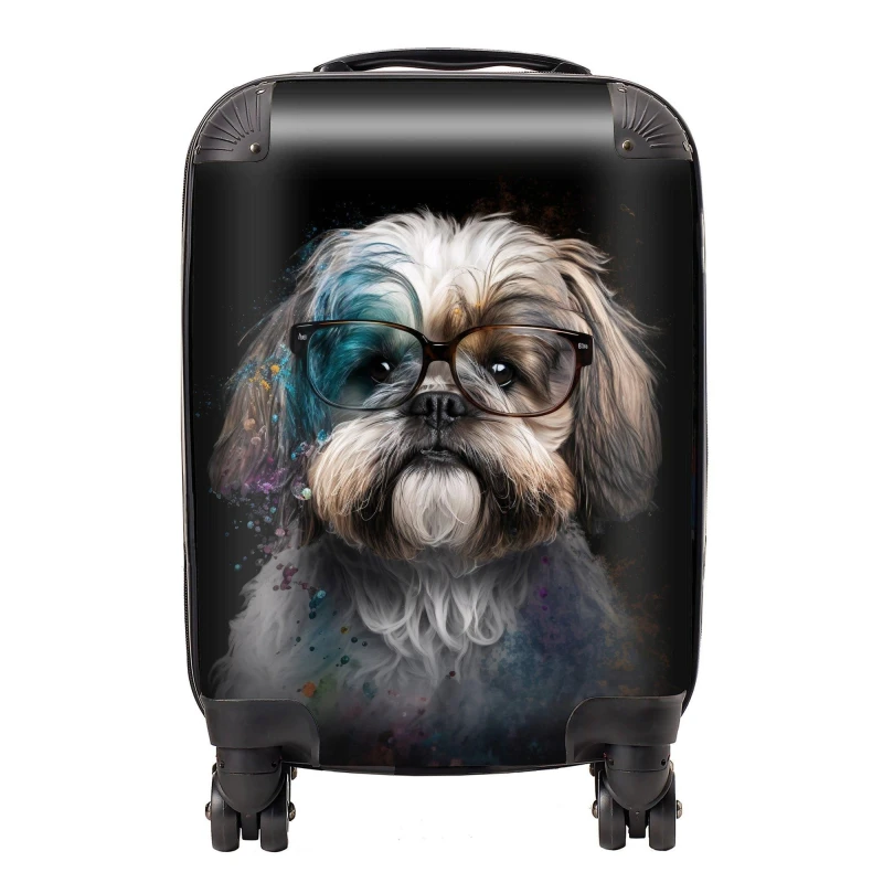 Image of Warren Reed - Designer Lhasa Apso Splashart Suitcase Size: Large Multicolor Unisex Large