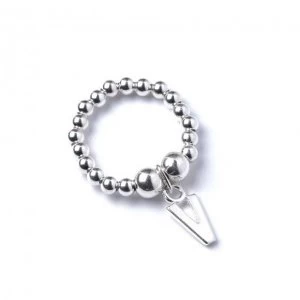 Image of Initial V Charm with Sterling Silver Ball Bead Ring