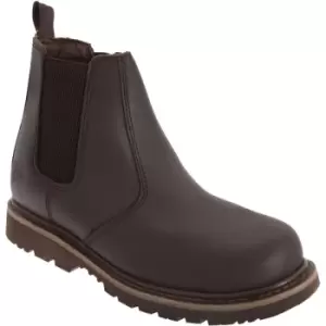 Image of Grafters Mens Safety Chelsea Boots (5 UK) (Brown) - Brown