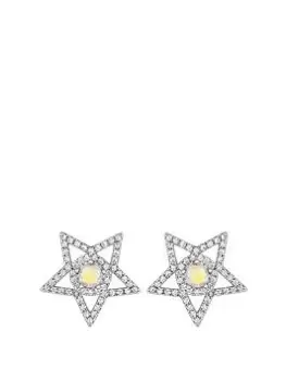 Image of Jon Richard Rhodium Plated Aurora Borealis Star Stud Earrings