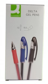 Image of Q Connect Delta Gel Pen Black - 12 Pack