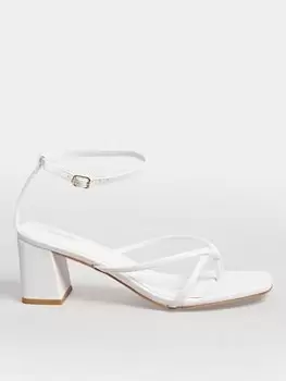 Image of Yours Extra Wide Fit Toe Post Mid Block Sandal White, Size 9Eee, Women
