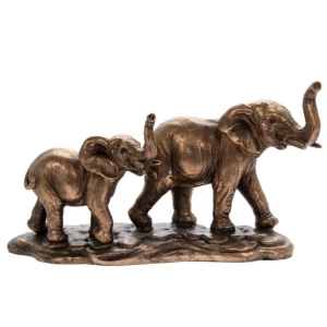 Image of Bronzed Elephant & Calf Figurine By Lesser & Pavey