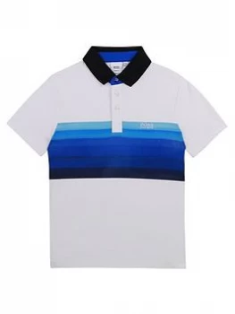 Image of Hugo Boss Short Sleeve Colour Block Polo Shirt White Size 12 Years Boys
