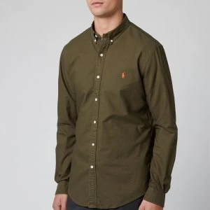 Image of Polo Ralph Lauren Mens Slim Fit Garment Dyed Oxford Shirt - Defender Green - S