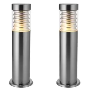 Image of 2 PACK Outdoor IP44 Bollard Light Marine Grade Steel Lamp Post Garden Patio