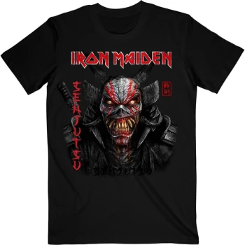 Image of Iron Maiden - Senjutsu Black Cover Vertical Logo Unisex Medium T-Shirt - Black