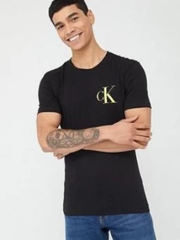 Image of Calvin Klein Jeans Instit Back Pop Logo Slim Fit T-Shirt - Black, Size 2XL, Men